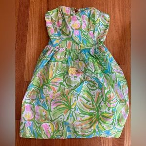 Lilly Pulitzer Size 0 Multicolored Spring/Summer Strapless Dress —WITH POCKETS!